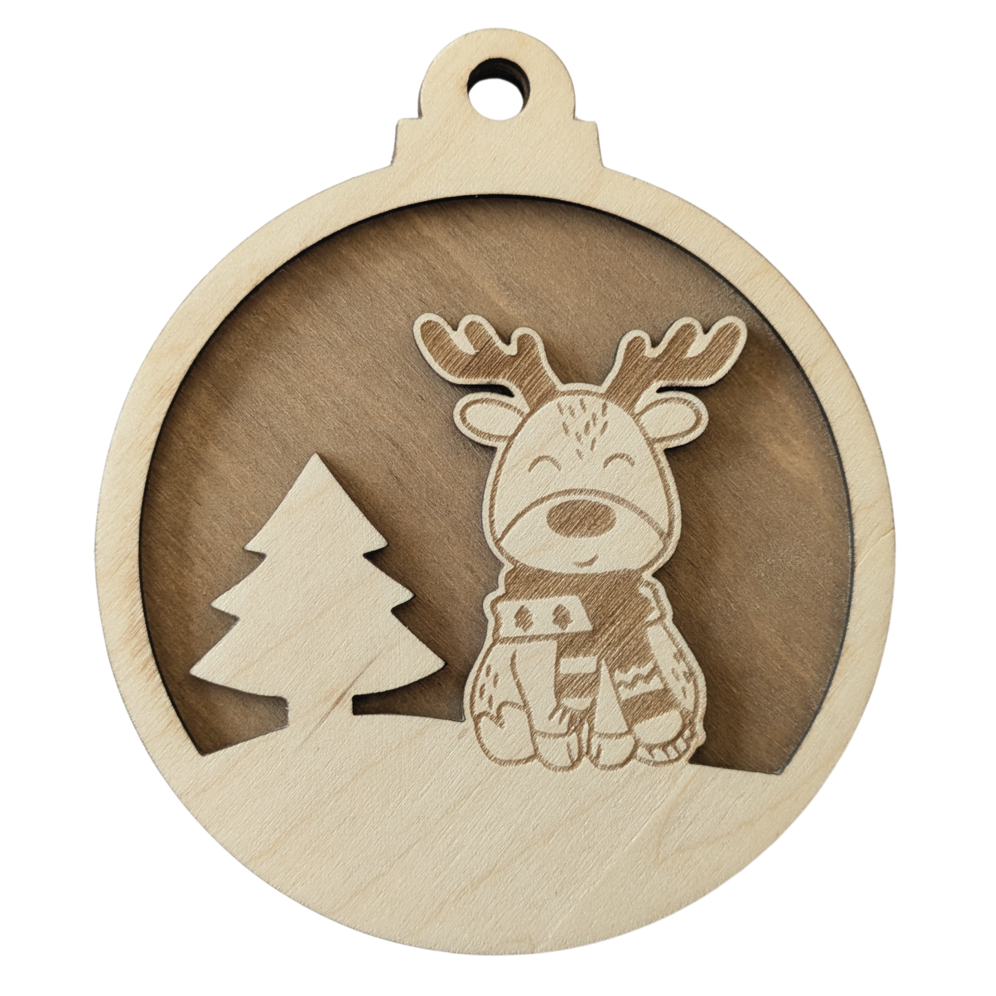 Boule de noël “Rudolphe au pied du sapin”