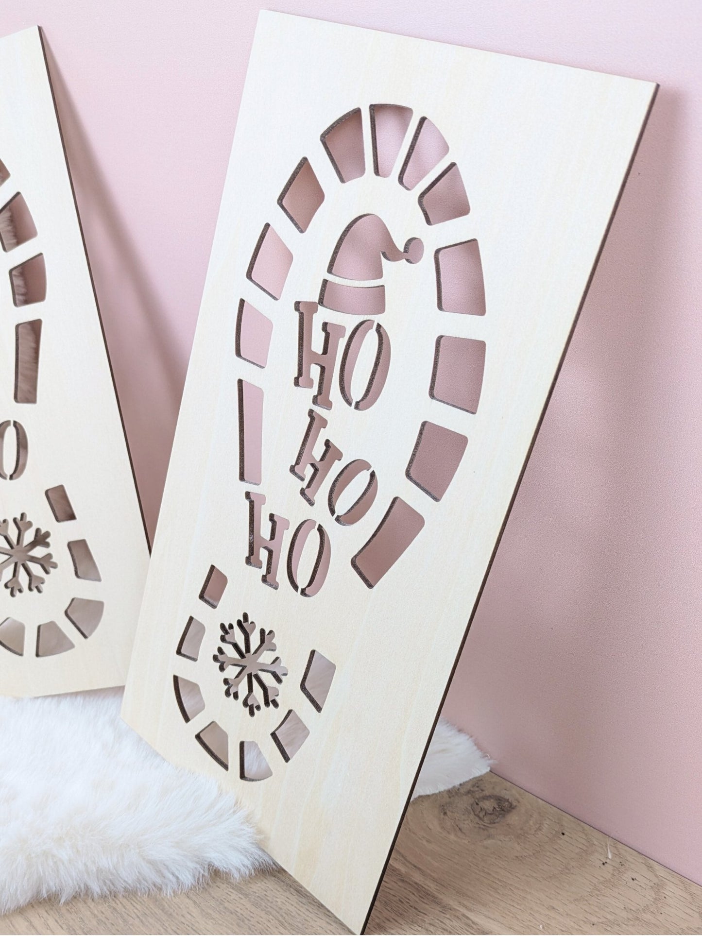 Empreintes du Père Noël pochoirs en bois “Ho Ho Ho”