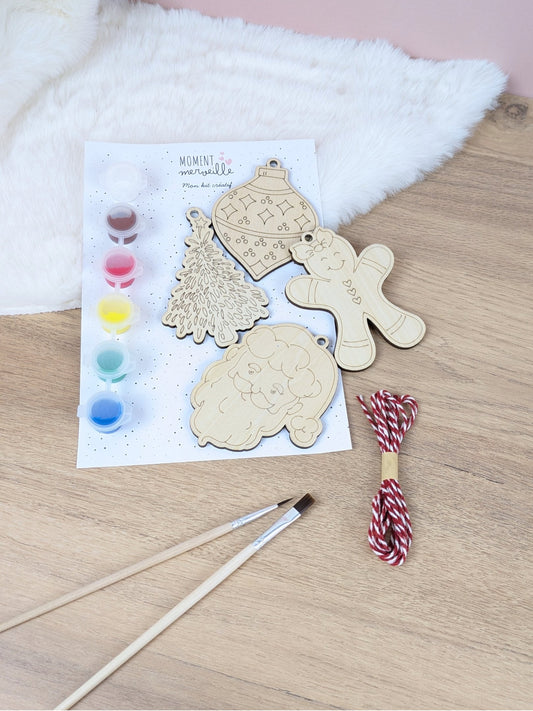 Mon kit créatif - Suspensions de Noël à peindre 🎨