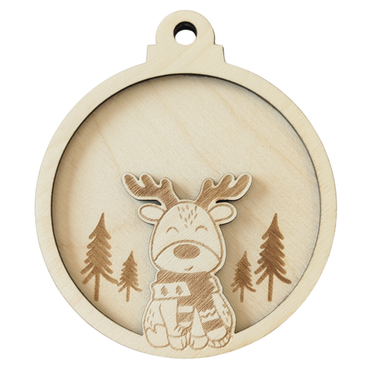 Boule de noël “Rudolphe dans la forêt enneigée”