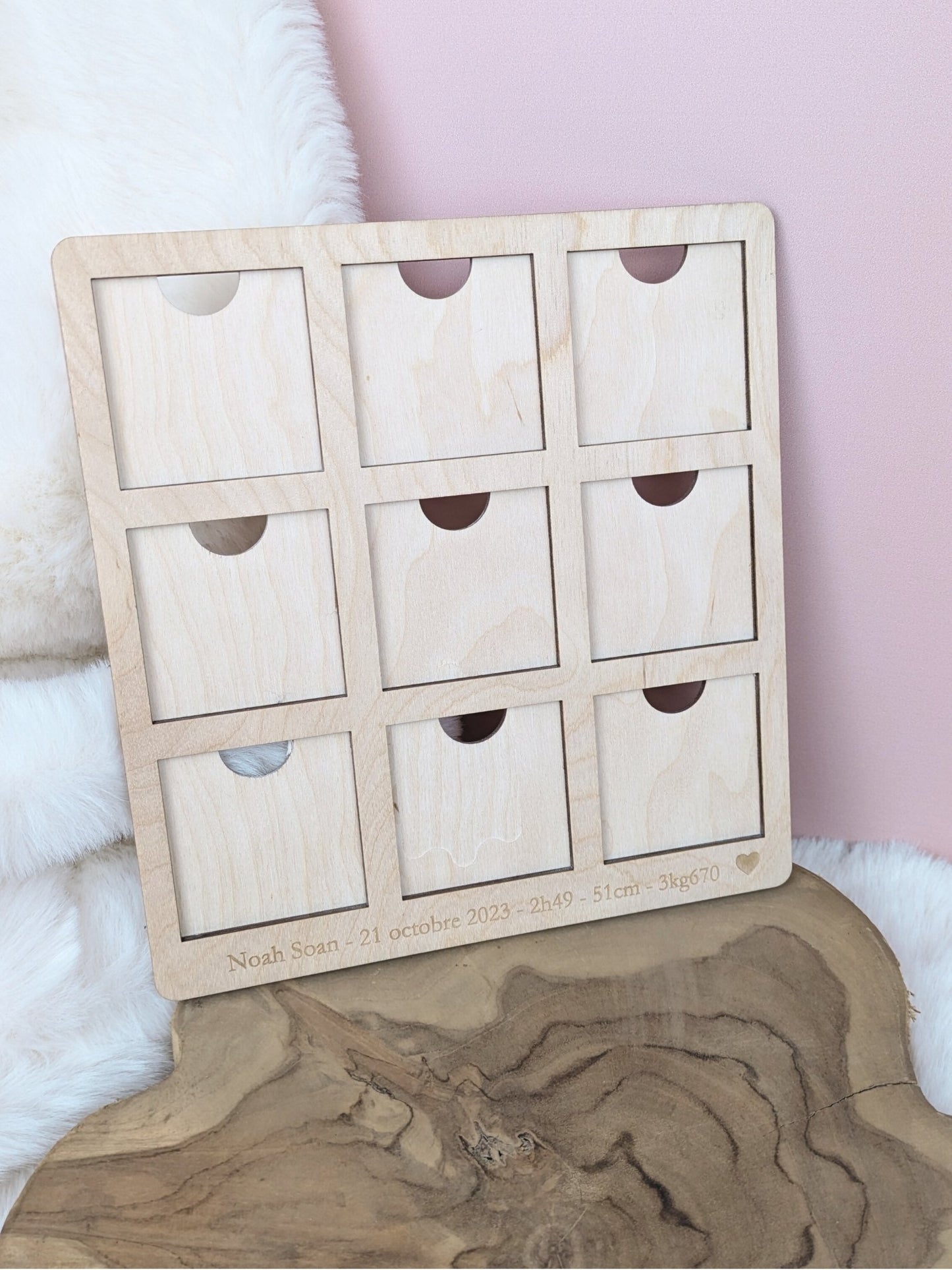 Cadre façon photomaton 9 cases pour magnets