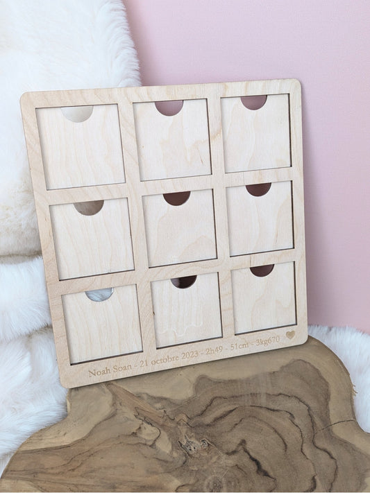 Cadre façon photomaton 9 cases pour magnets