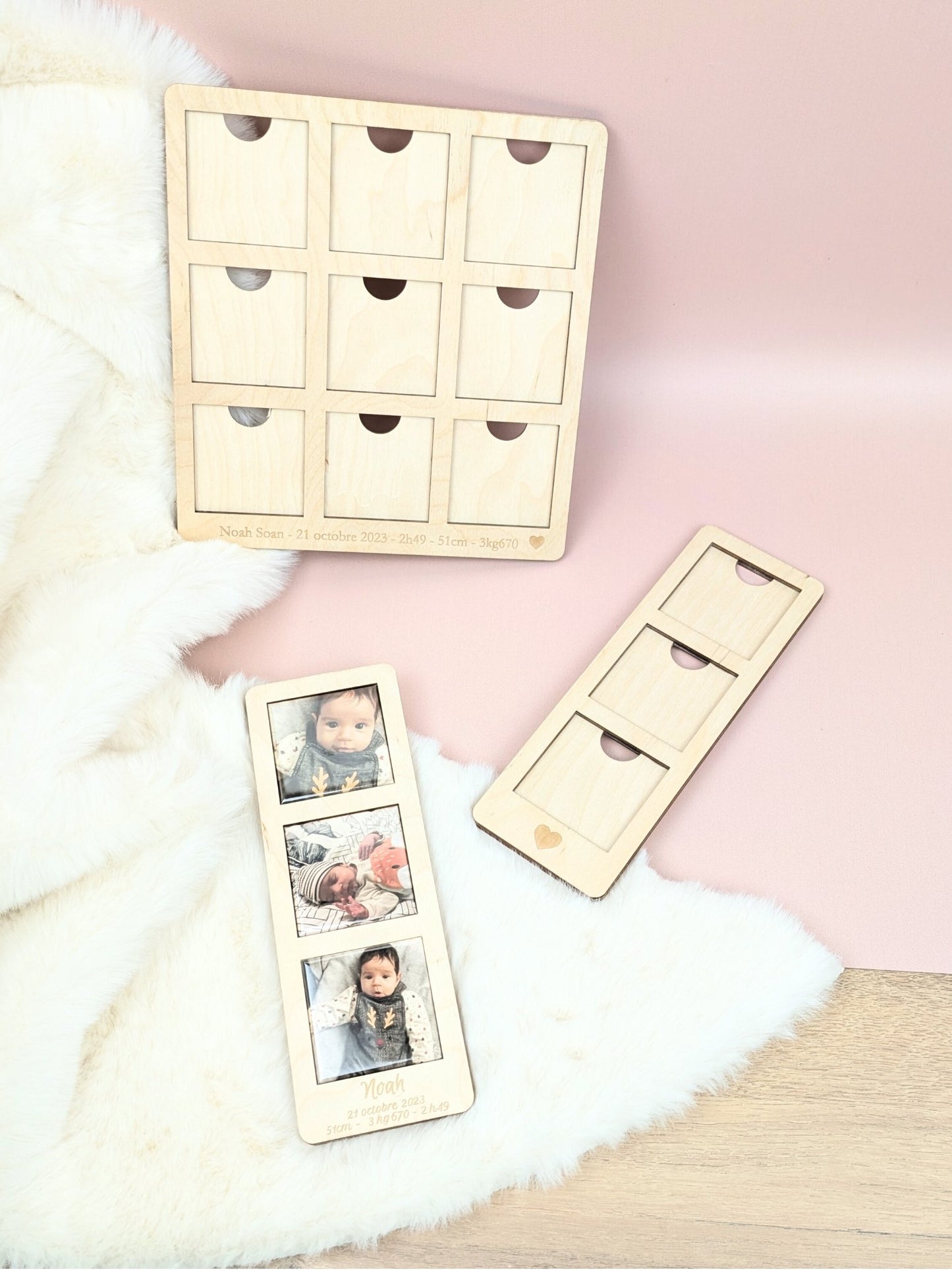 Cadre façon photomaton 3 cases pour magnets