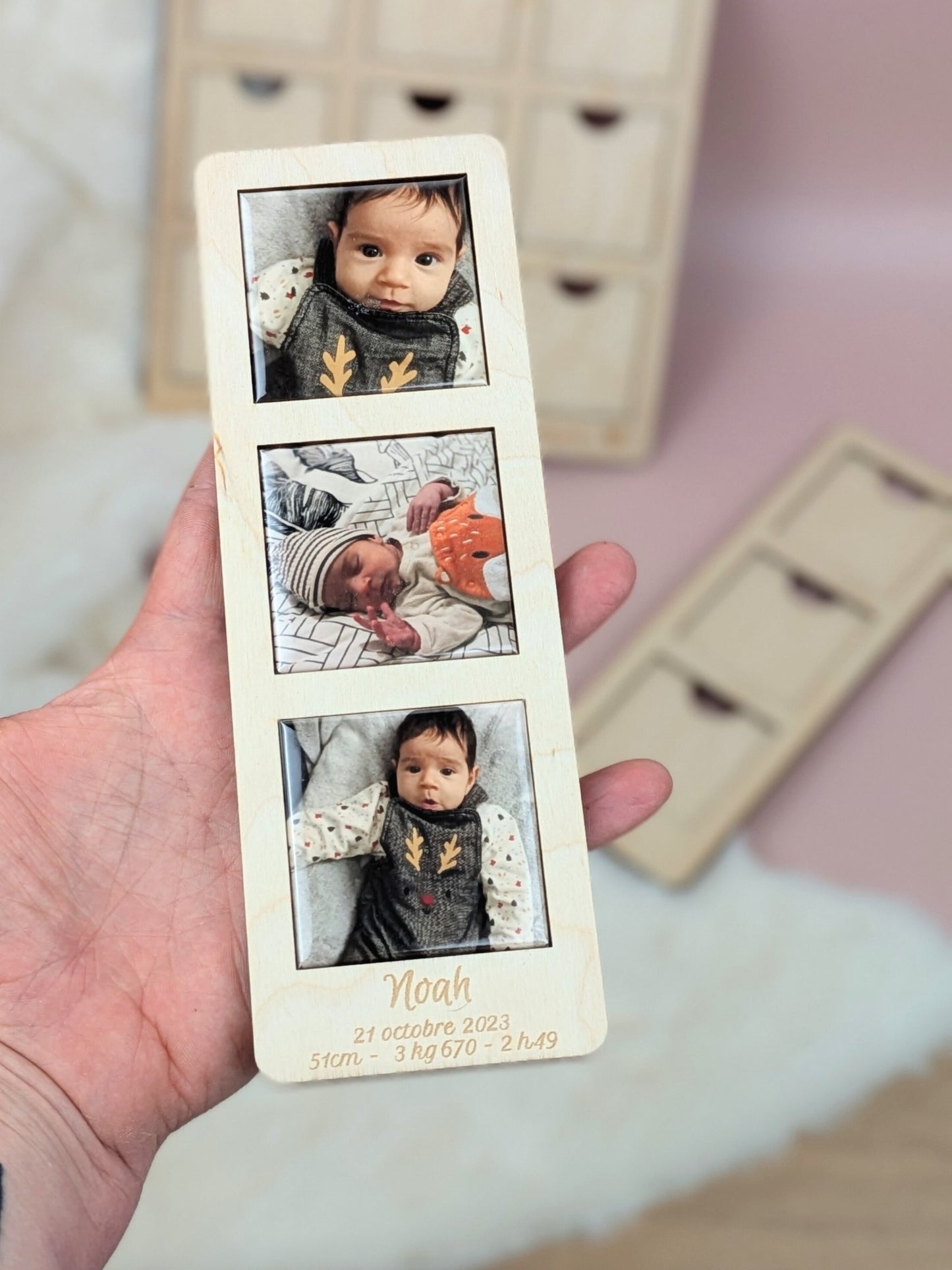 Cadre façon photomaton 3 cases pour magnets