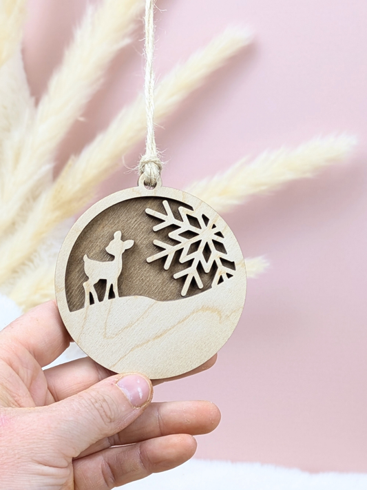 Boule de Noël Faon & flocon