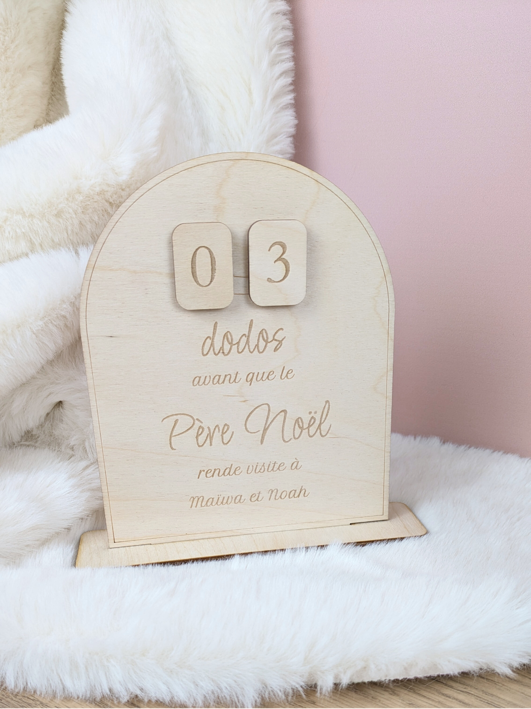 Décompte de Noël en bois - Calendrier aimanté personnalisé