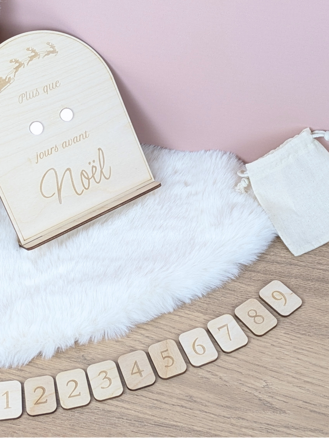 Décompte de Noël en bois - Calendrier aimanté personnalisé