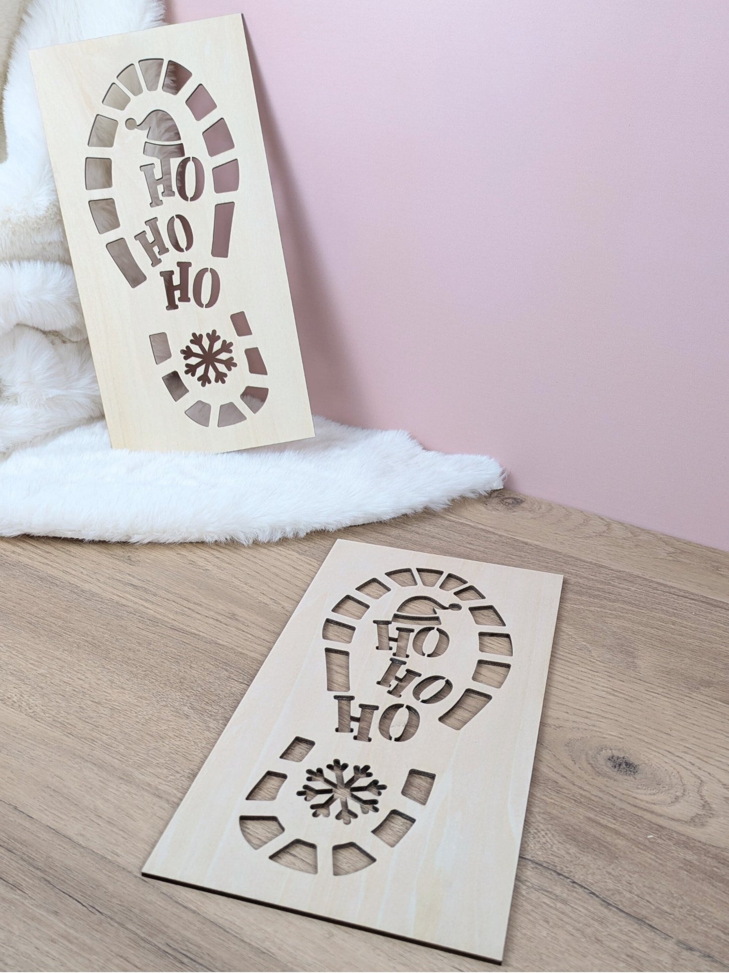 Empreintes du Père Noël pochoirs en bois “Ho Ho Ho”