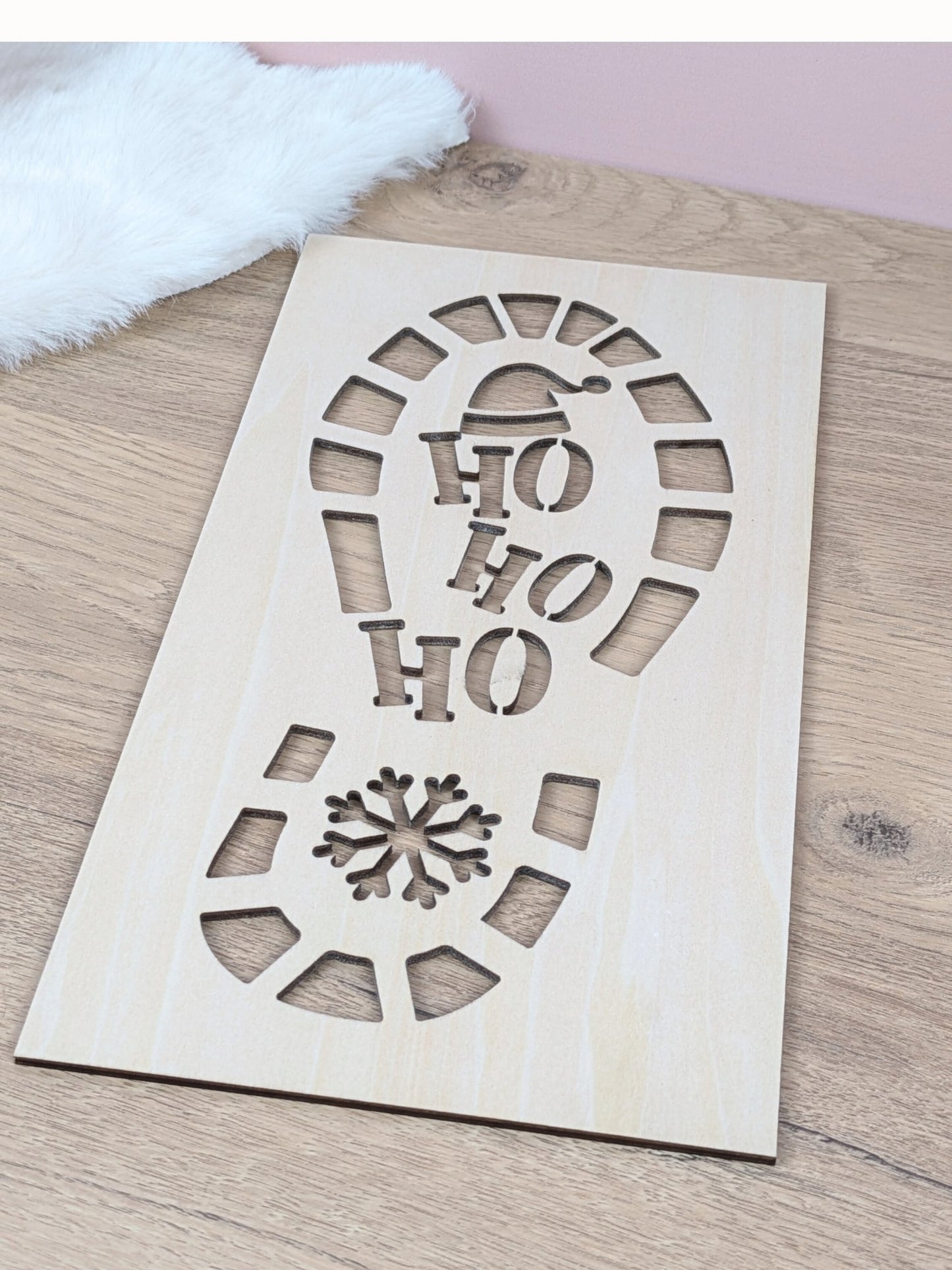 Empreintes du Père Noël pochoirs en bois “Ho Ho Ho”