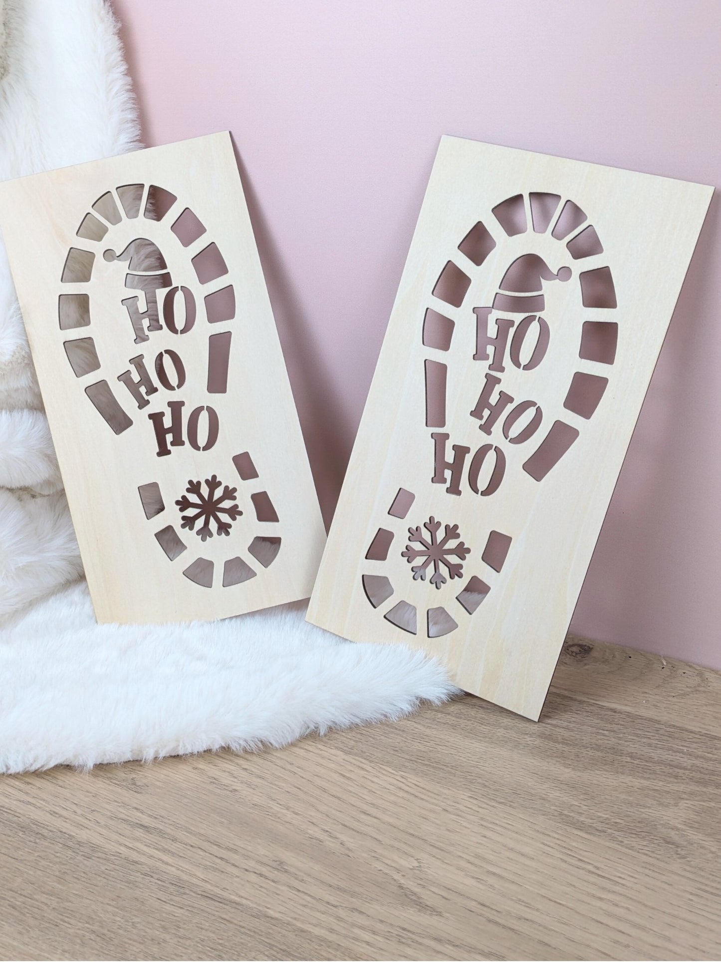 Empreintes du Père Noël pochoirs en bois “Ho Ho Ho”